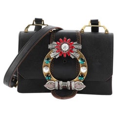 Miu Miu Madras Crystal Buckle Shoulder Bag Leather Small