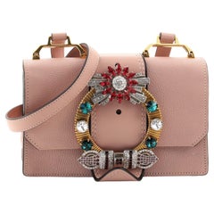 Miu Miu Madras Crystal Buckle Shoulder Bag Leather Small