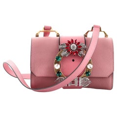 Miu Miu Madras Crystal Buckle Shoulder Bag Leather Small