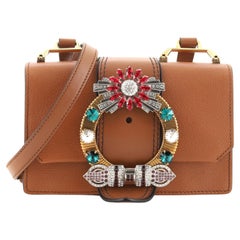 Miu Miu Madras Crystal Buckle Shoulder Bag Leather Small