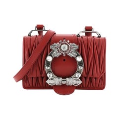 Miu Miu Madras Crystal Buckle Shoulder Bag Matelasse Leather Small