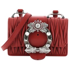Miu Miu Madras Crystal Buckle Shoulder Bag Matelasse Leather Small
