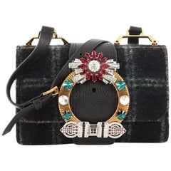Miu Miu Madras Crystal Buckle Shoulder Bag Wool Small