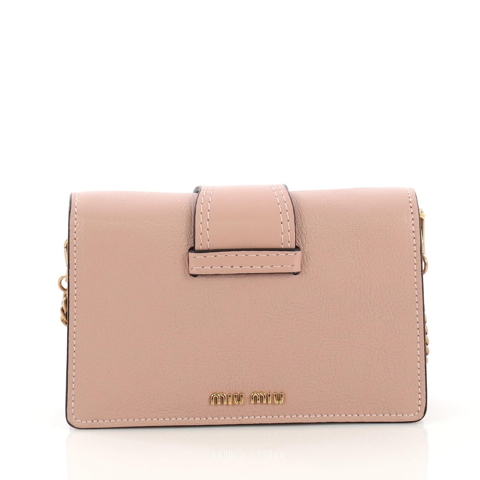 Miu Miu Madras Crystal Flap Crossbody Bag Leather Small In Excellent Condition In NY, NY