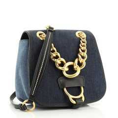 Miu Miu Madras Dahlia Saddle Bag Denim Large
