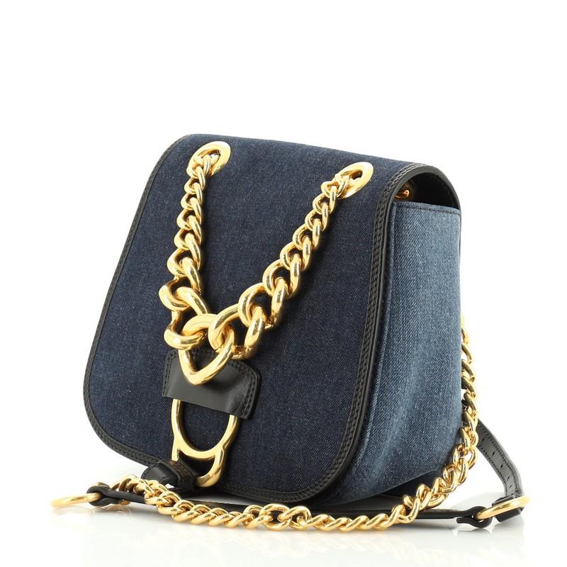 Miu Miu Madras Dahlia Saddle Bag Denim Large