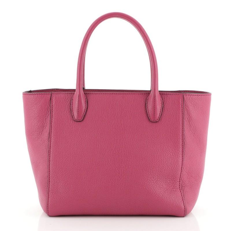 Pink Miu Miu Madras Front Zip Tote Leather Medium