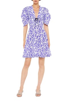 MIU MIU Marocain Floral Print Silk Dress IT42