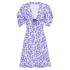 MIU MIU Marocain Floral Print Silk Dress IT42