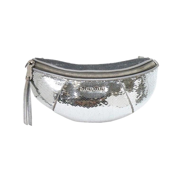 Miu Miu Marsupio Small Glitter Argento For Sale
