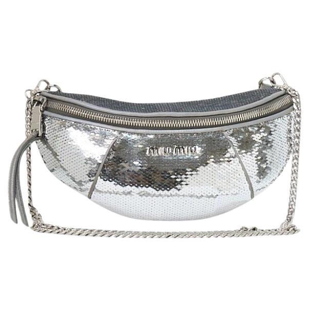 Miu Miu Marsupio Small Glitter Argento in vendita