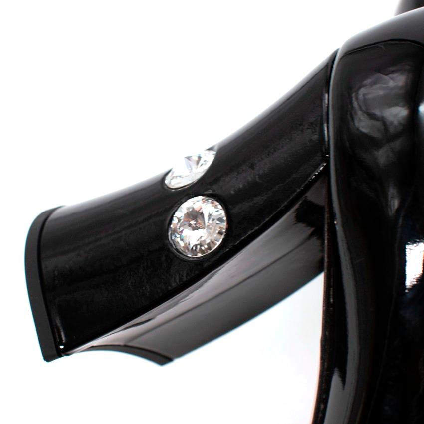 Women's Miu Miu Mary-Jane Black Crystal Embellished Leather Pumps