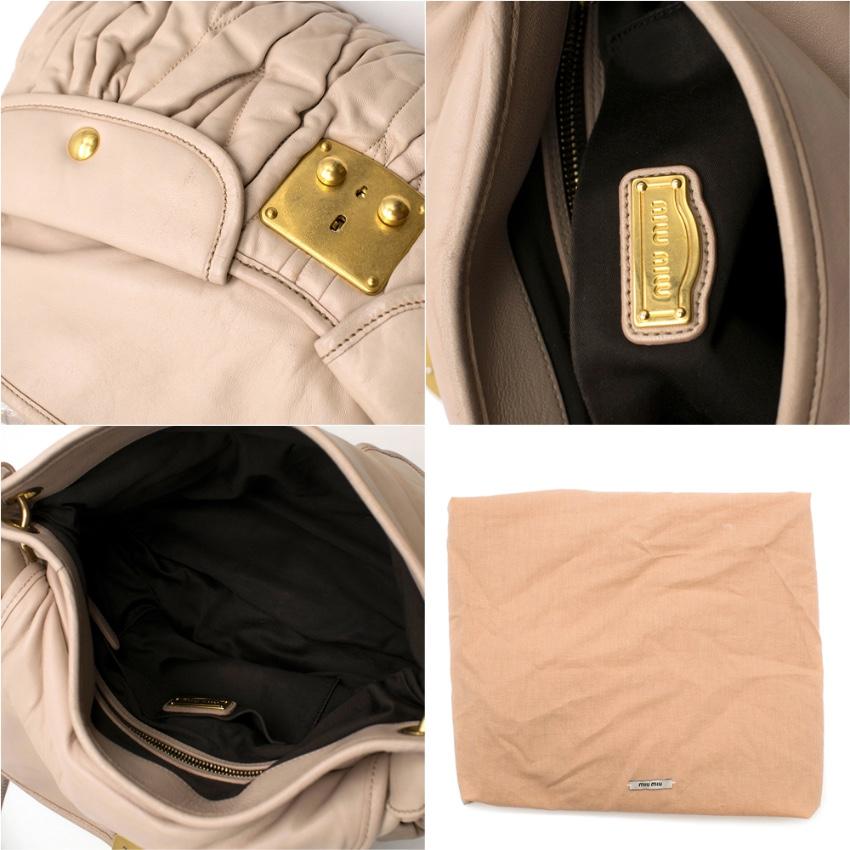 Miu Miu Matelasse Beige Leather Tote Bag 3