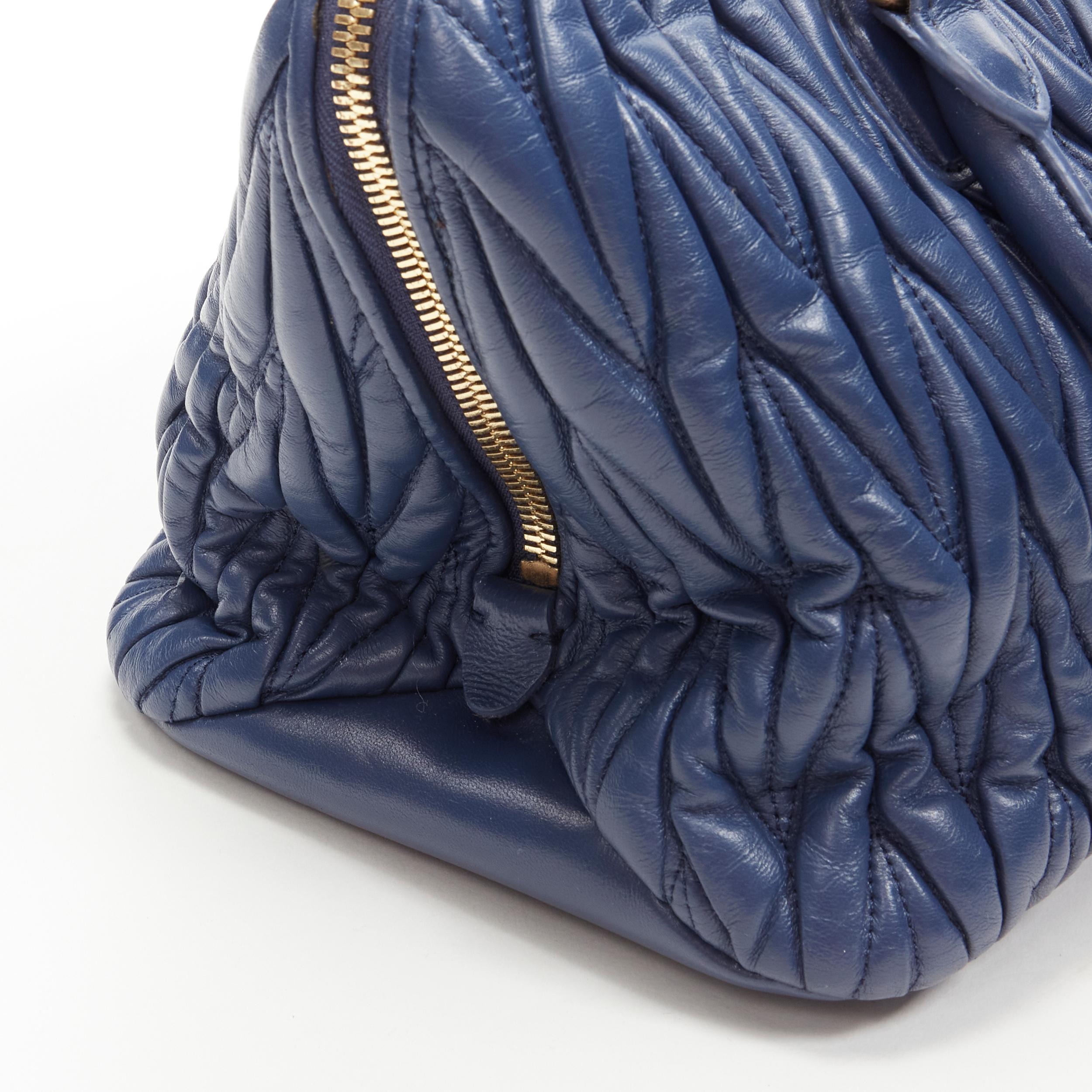 Women's MIU MIU Matelasse chevron quilting navy nappa leather shoulder tote bag