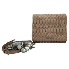 MIU MIU Matelasse Nappa Crystal Chain Shoulder Bag Cammeo Pink Leather Clutch