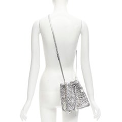MIU MIU Matelasse Nappa crystal chain silver leather crossbody bucket bag