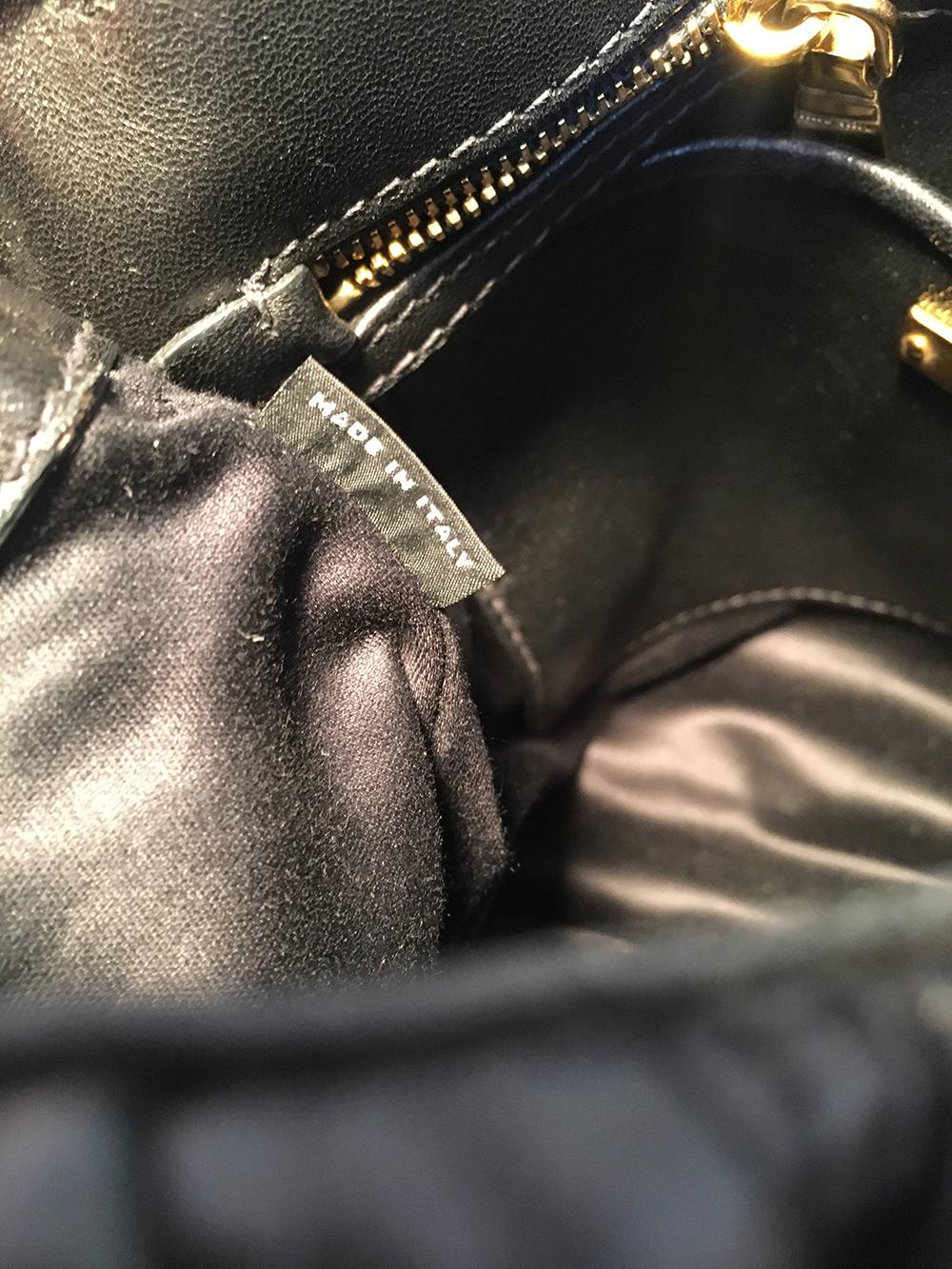 Miu Miu Matelassé Secchiello Black Leather Bucket Bag with Pink Braided Strap 4