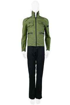 Miu Miu Mens Army Green Utility Jacket 1990s