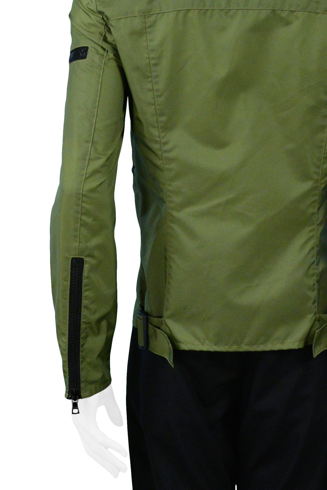 Miu Miu Mens Army Green Utility Jacket 1990s 1