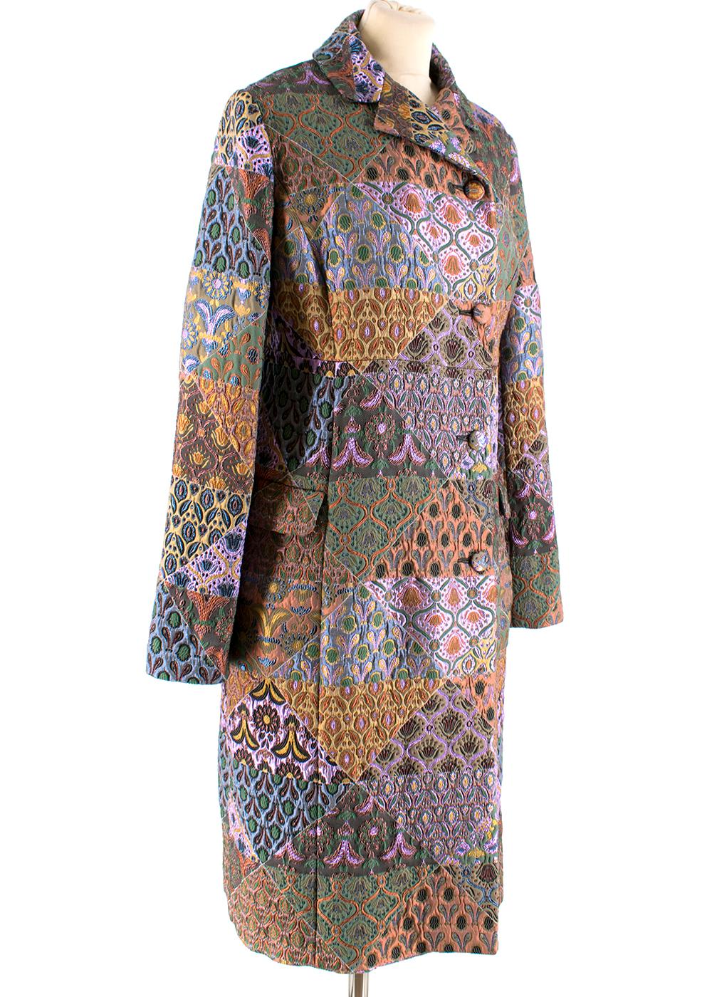 Miu Miu Metalic Abstract Pattern Jaquard Coat 

- Single Breasted  

- Notched Collar and Flap Pockets 

- Button Closure Down Front

- Made in Italy 
