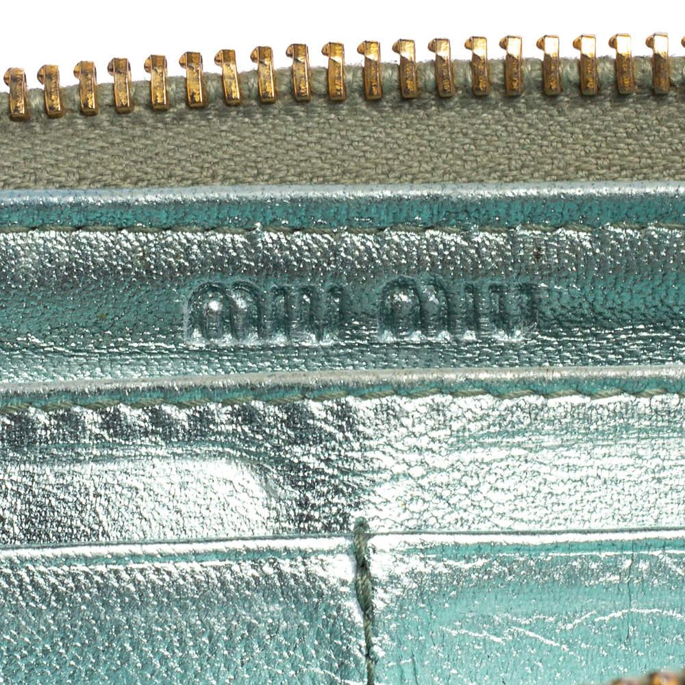 Miu Miu Metallic Blue Leather Zip Around Wallet 3