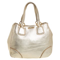 Miu Miu Metallic Gold Leather Tote