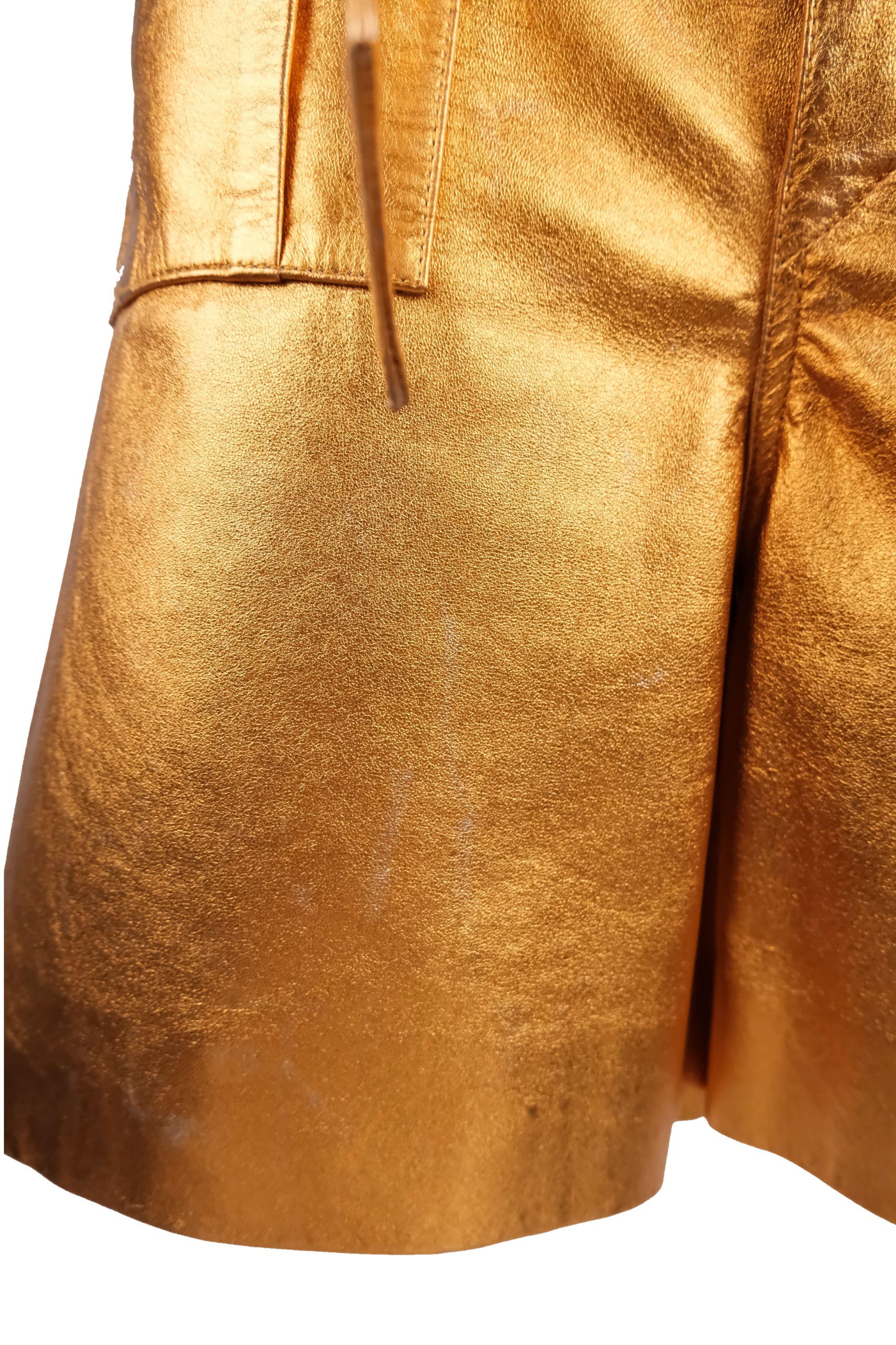 Miu Miu Metallic Lamb Leather Orange Cargo Shorts 1