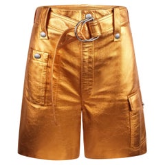 Miu Metallic Lammleder Orange Cargo Shorts