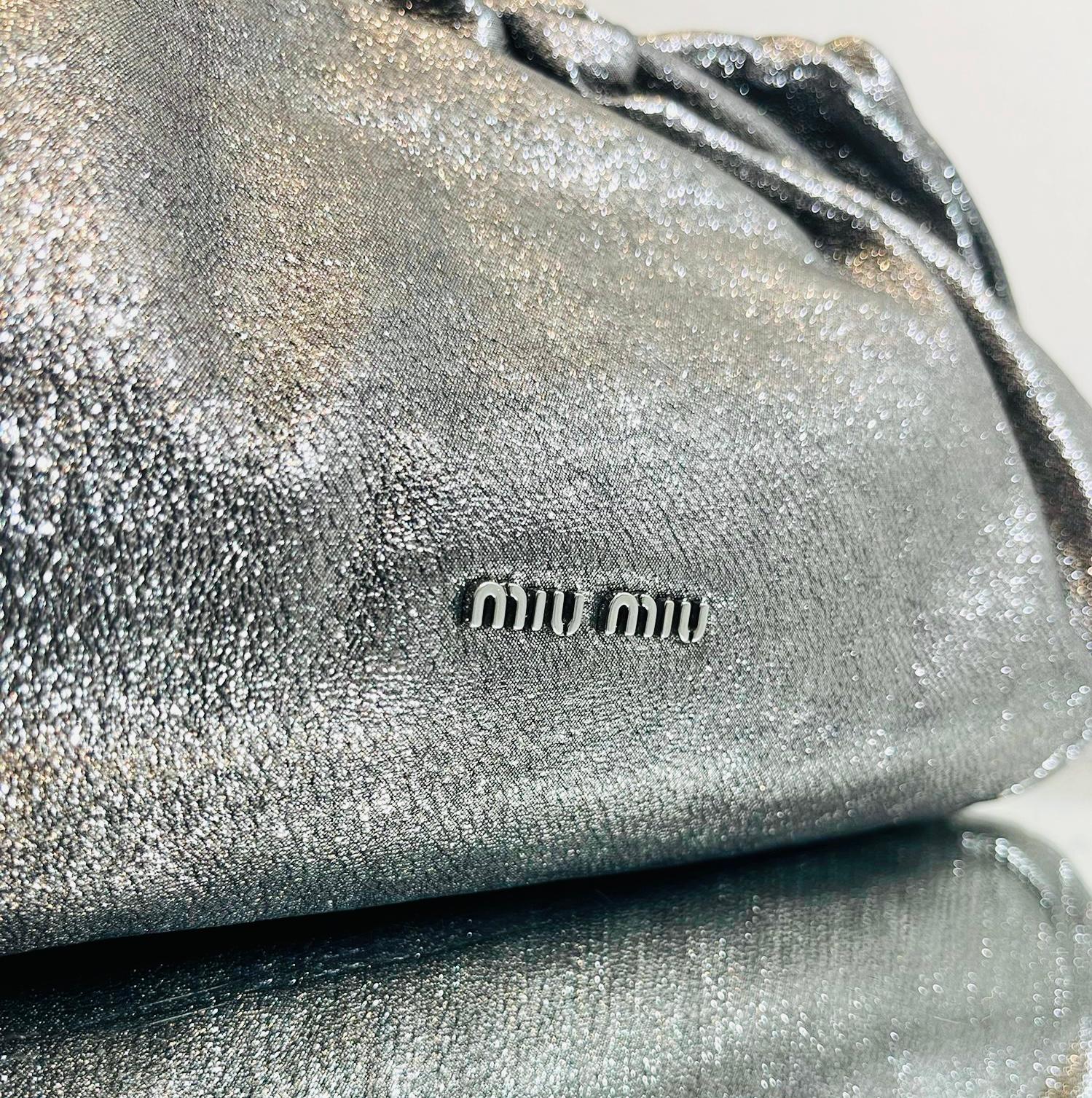 Miu Miu Metallic Leather Clutch Bag For Sale 3