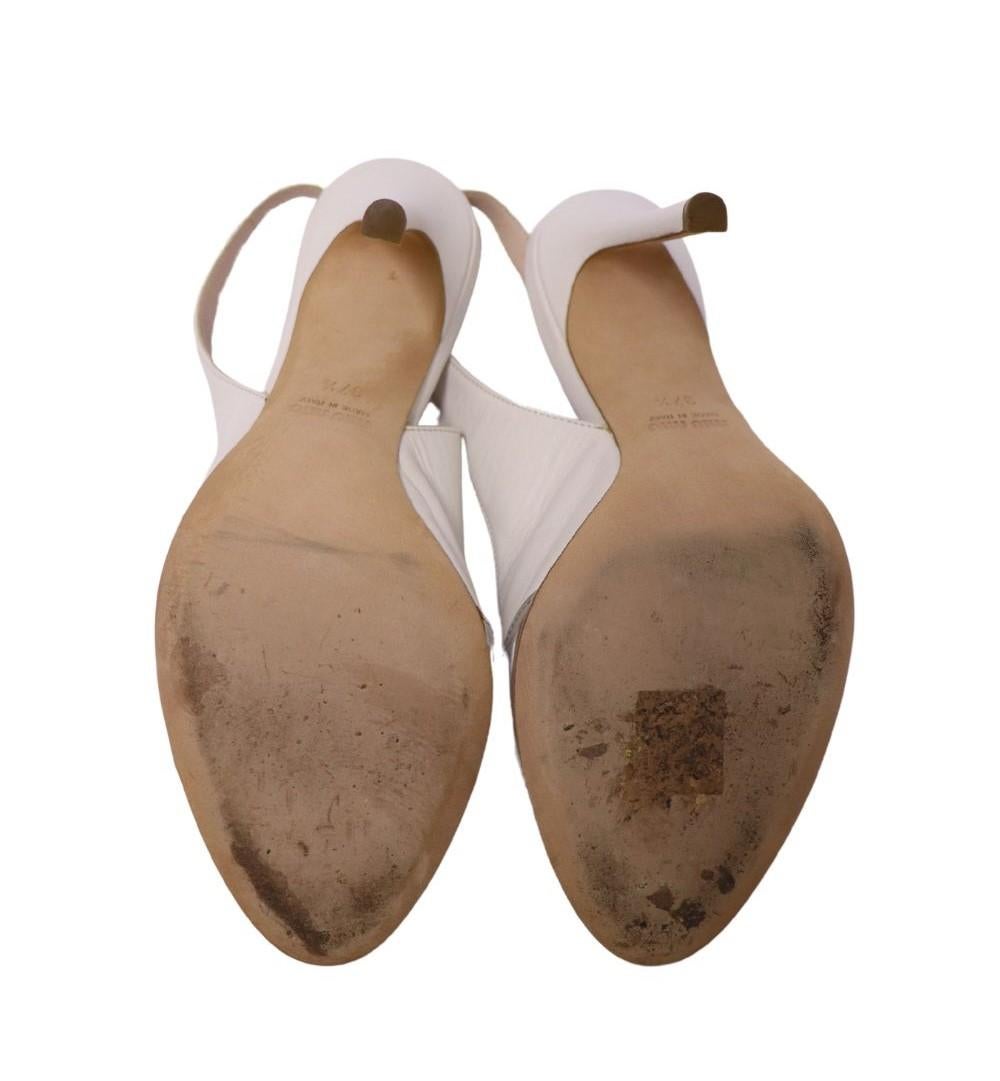 Women's Miu Miu Metallic Leather Slingback Sandals Size EU 37.5 For Sale
