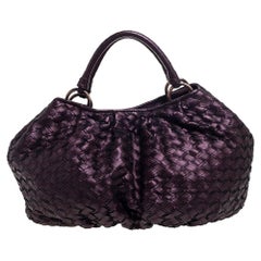 Miu Miu Metallic Purple Woven Leather Hobo Bag