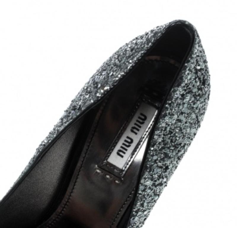Miu escarpins à plateforme pailletés argentés métalliques taille 39 Pour femmes en vente