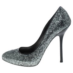 Miu escarpins à plateforme pailletés argentés métalliques taille 39