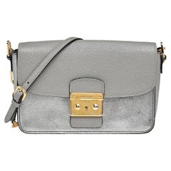 Miu Miu Metallic Silver /Grey Leather Crossbody Bag