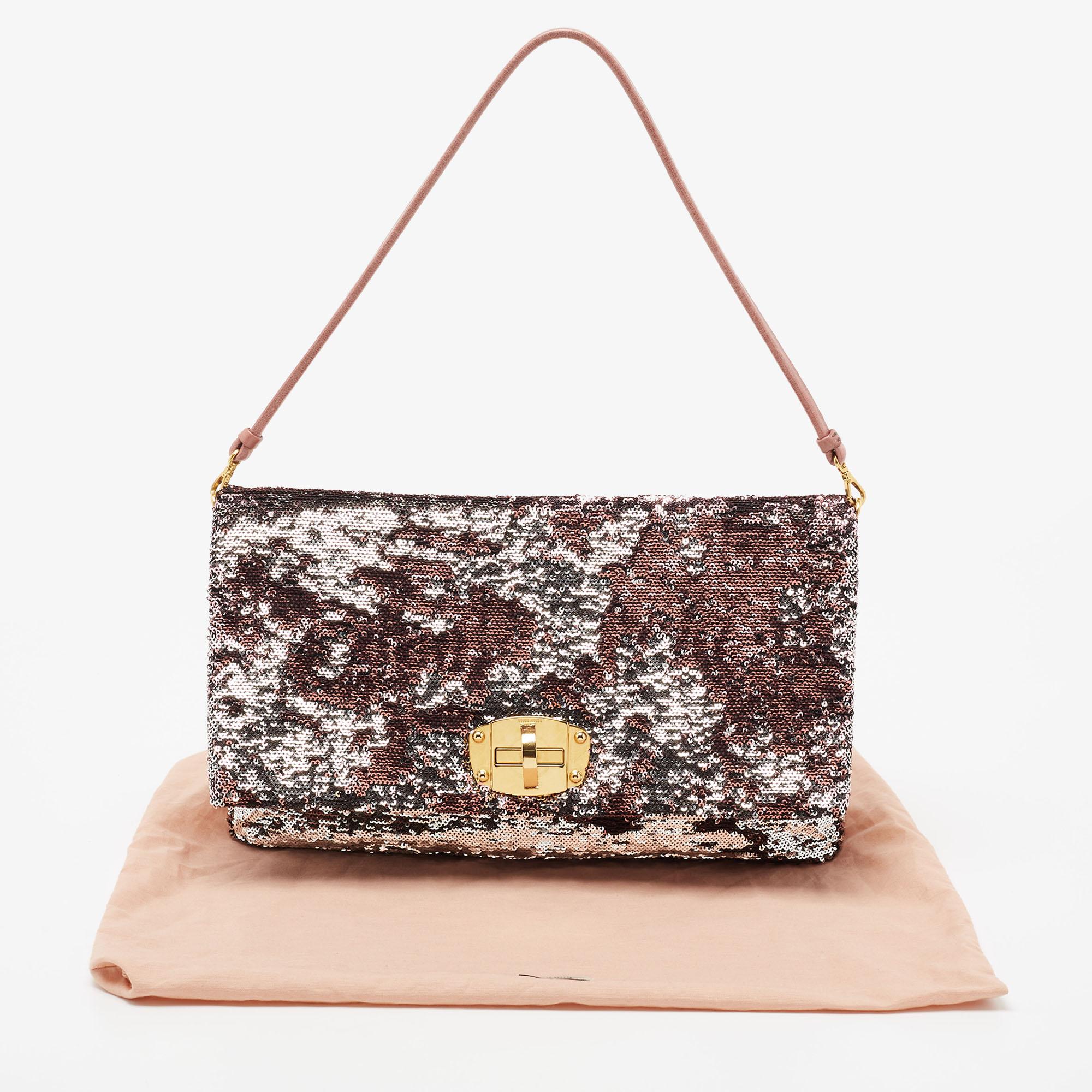 Miu Miu Metallic Two Tone Sequins Clutch 6