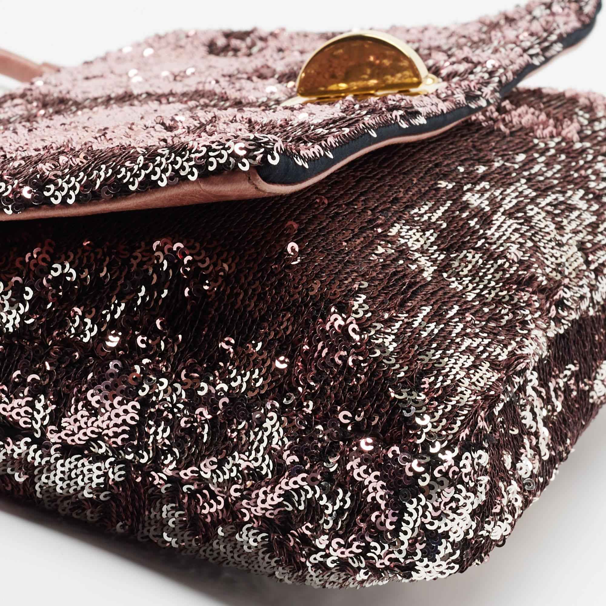 Women's Miu Miu Metallic Two Tone Sequins Clutch
