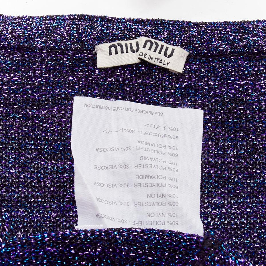 MIU MIU midnight blue purple glitter lurex V-neck sweater IT40 S For Sale 3