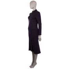 MIU MIU midnight blue wool RIB ZIP FRONT KNIT Coat Jacket 42 M
