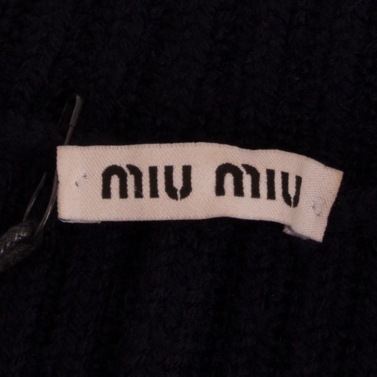 MIU MIU midnight blue wool RIB ZIP FRONT KNIT Coat Jacket 42 M In Excellent Condition For Sale In Zürich, CH