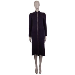 MIU MIU midnight blue wool RIB ZIP FRONT KNIT Coat Jacket 42 M