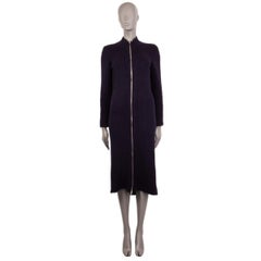 MIU MIU midnight blue wool RIB ZIP FRONT KNIT Coat Jacket 42 M