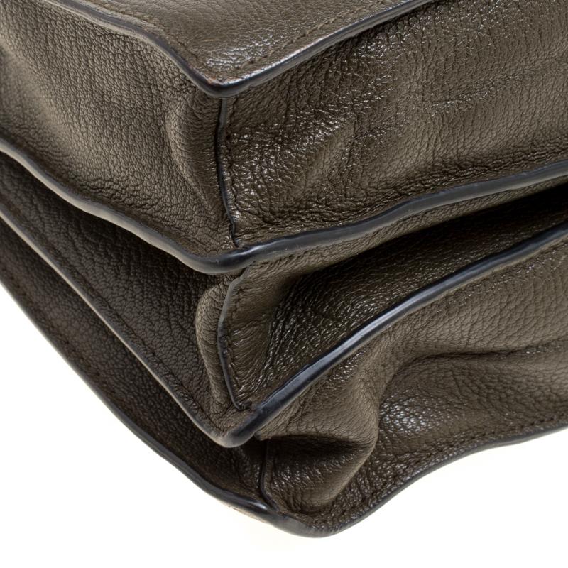 Miu Miu Military Green Madras Leather Top Handle Bag In Good Condition In Dubai, Al Qouz 2