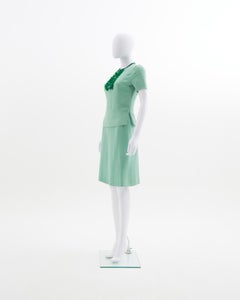 Miu Miu mint beaded embellished crewneck top & mint pencil skirt set, ss 2004