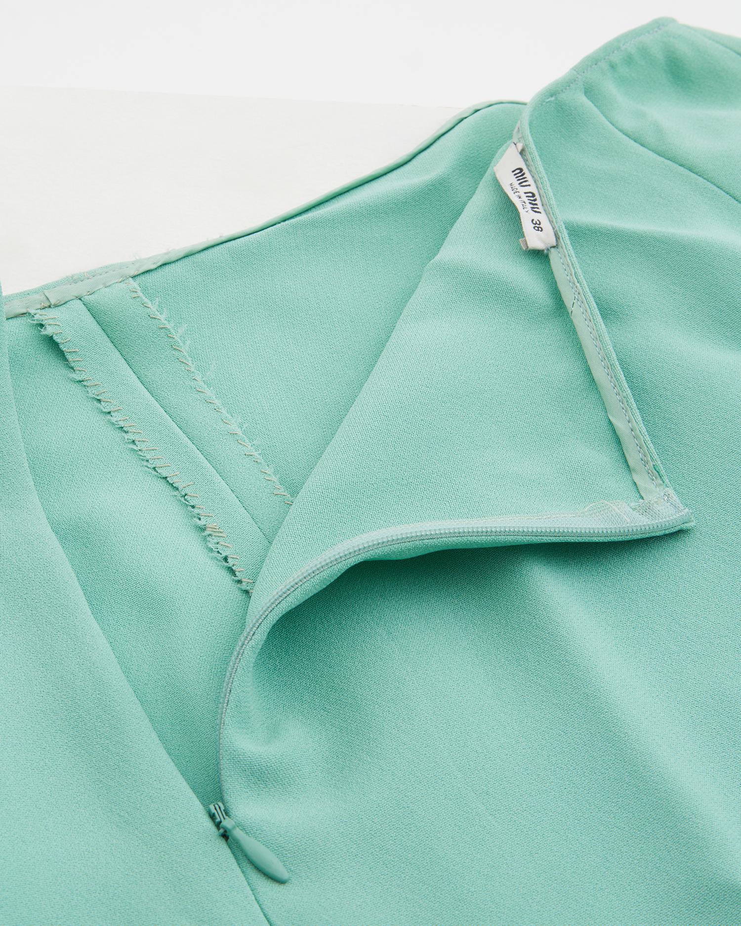 Miu Miu mint beaded embellished crewneck top & mint pencil skirt set, ss 2004 For Sale 4