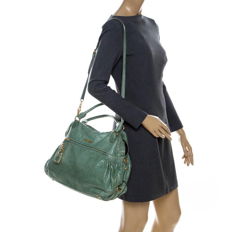 mint green leather satchel
