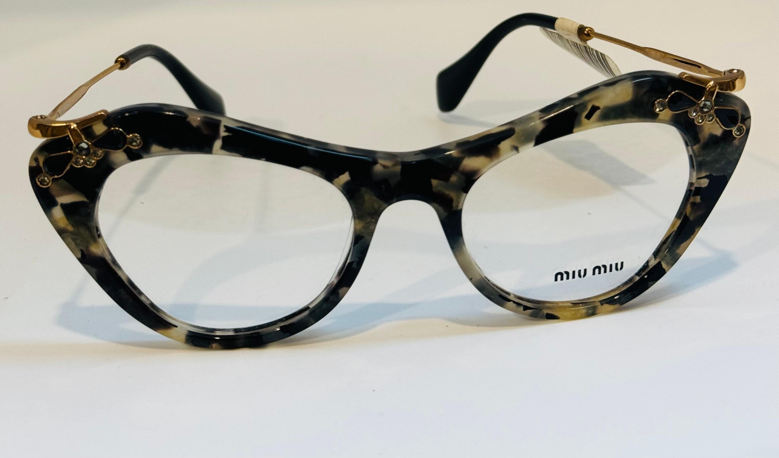 Miu Miu MU 09MV DHE101 Grey/Black  Optical Eyeglasses 49/19/140, Ornated 9