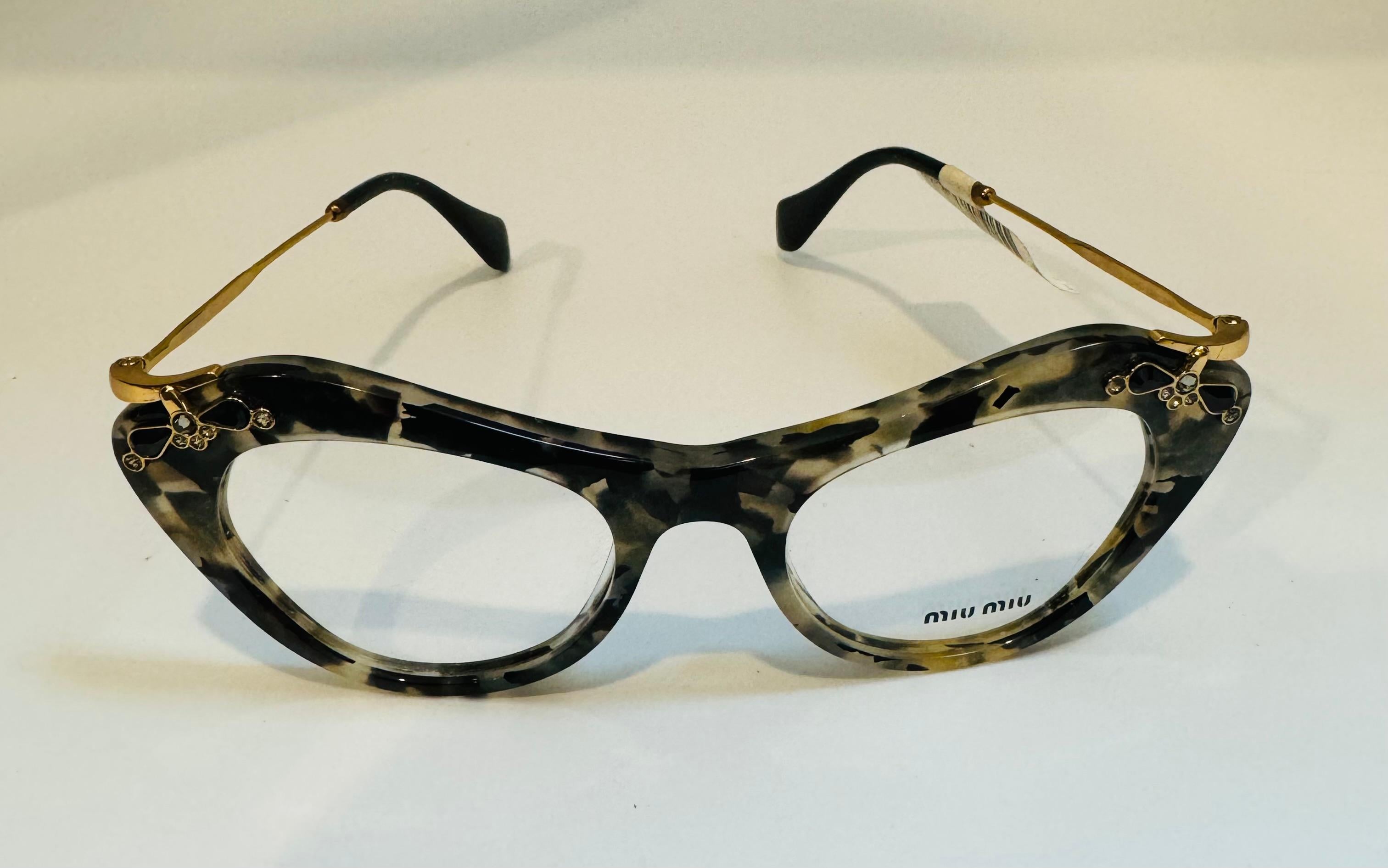 Miu Miu MU 09MV DHE101 Grey/Black  Optical Eyeglasses 49/19/140, Ornated 10