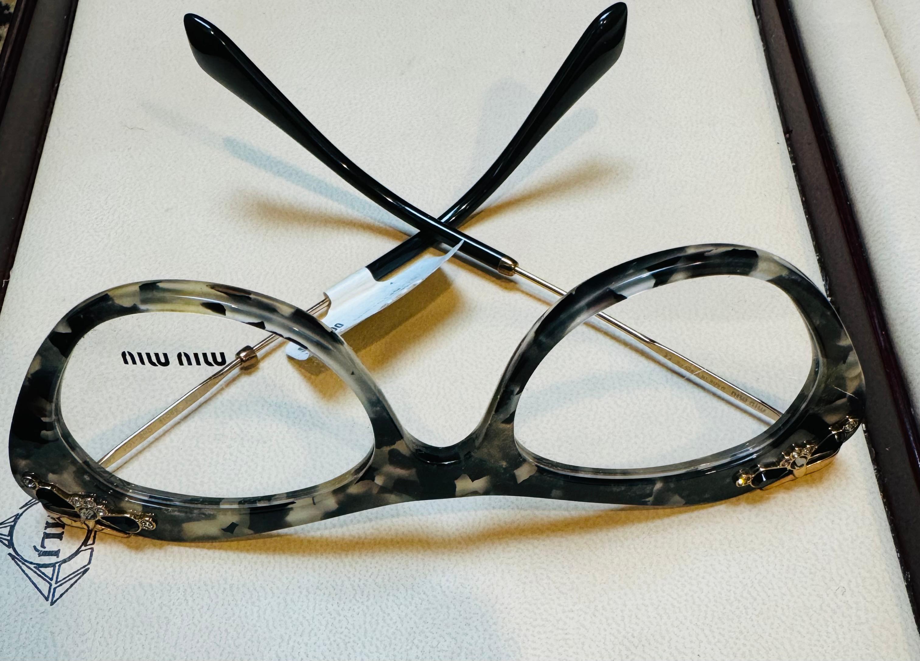 Miu Miu MU 09MV DHE101 Grey/Black  Optical Eyeglasses 49/19/140, Ornated 3