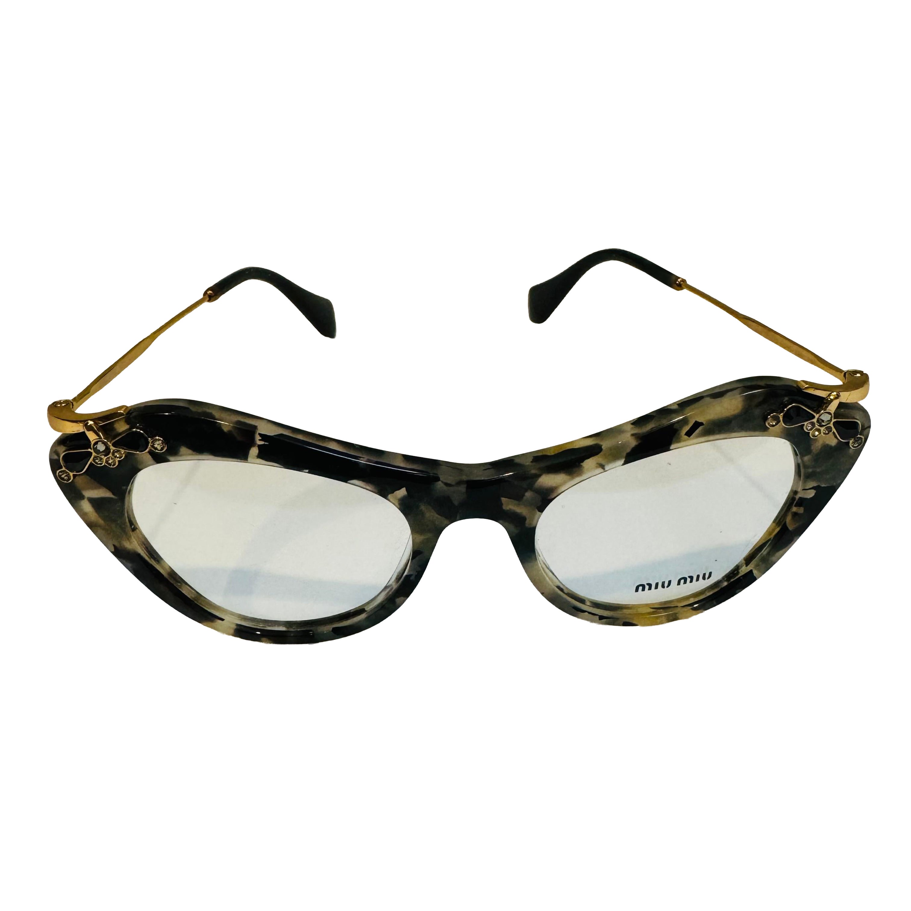 Miu Miu MU 09MV DHE101 Gris/Negro  Gafas Ópticas 49/19/140, Ornamentadas