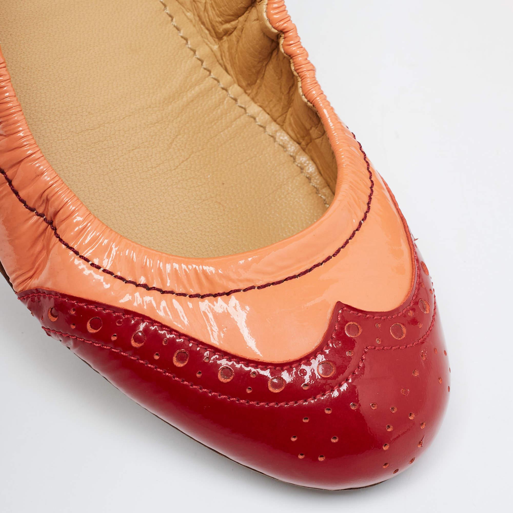 Miu Miu Multicolor Brogue Patent Leather Scrunch Bailarinas Talla 40 en venta 2